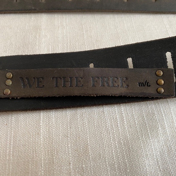 NWOT Free People chunky brown leather belt with brass buckle Sz M/L - Picture 4 of 10